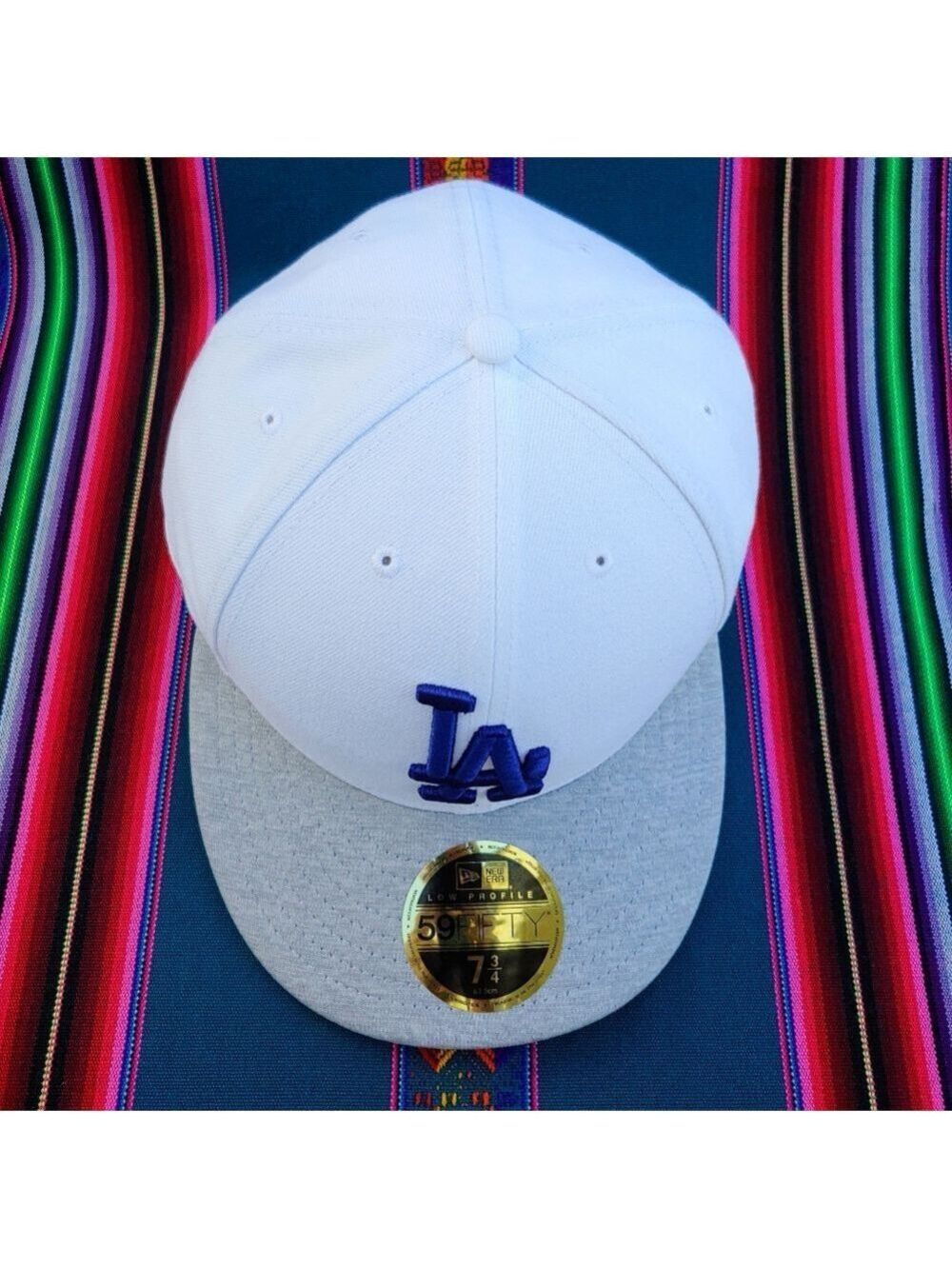 New Era Dodgers 59FIFTY Low Profile 7 3/4 Baseball Cap White Gray and Blue Logo - Picture 13 of 15